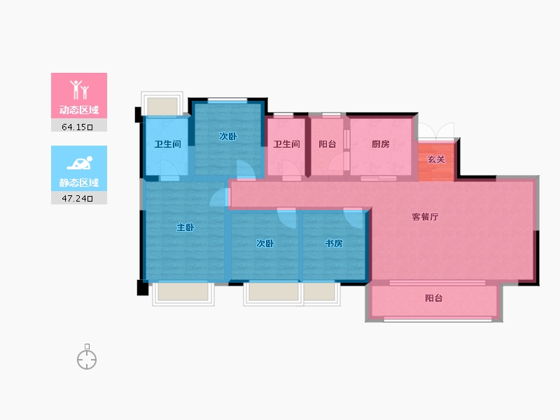 四川省-成都市-城投置地楠悦-98.57-户型库-动静分区