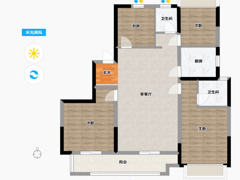 四川省-成都市-大发融悦和府-101.79-户型库-采光通风