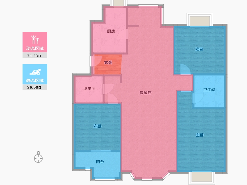 北京-北京市-芳源里小区三期-120.39-户型库-动静分区