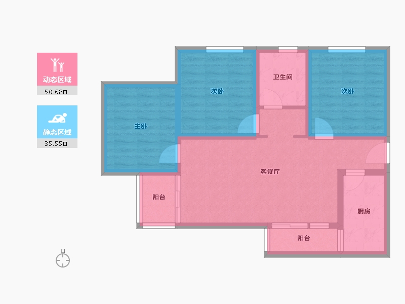 甘肃省-兰州市-雁滩家园-76.14-户型库-动静分区