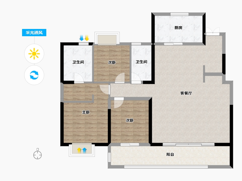 江苏省-常州市-新城樾隽中央-124.05-户型库-采光通风