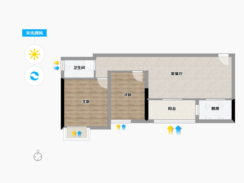 四川省-泸州市-福地御景城三期-57.32-户型库-采光通风