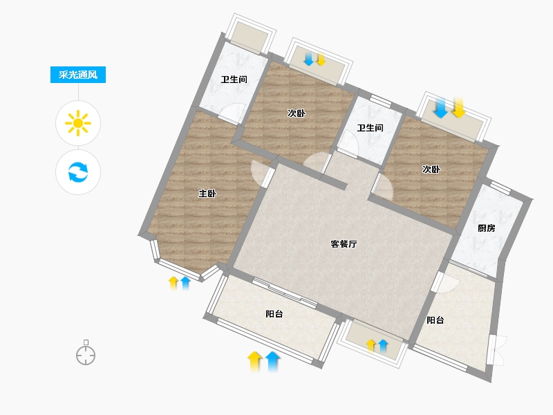 广东省-佛山市-北大资源博雅滨江-97.83-户型库-采光通风