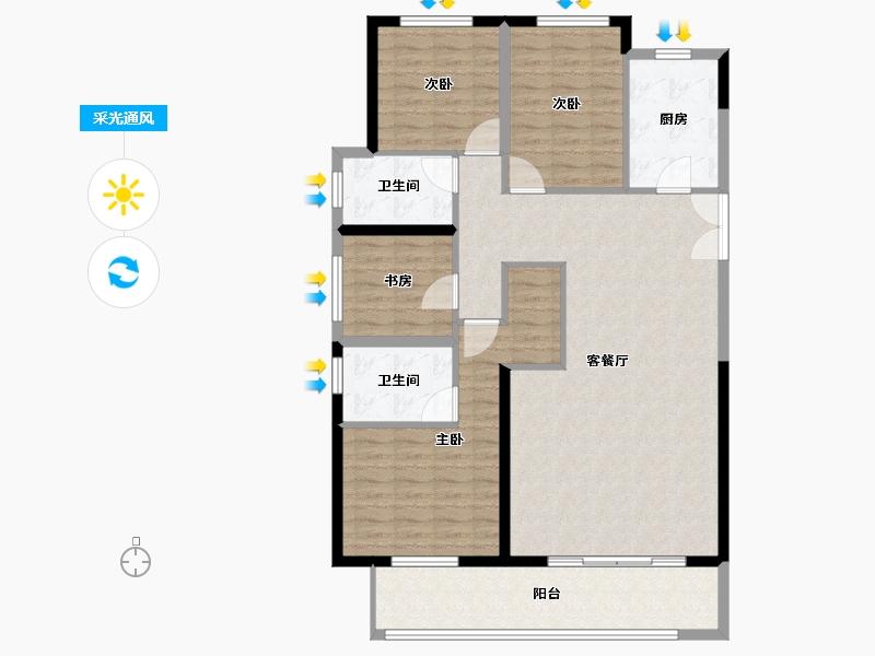 河南省-郑州市-青云筑-122.86-户型库-采光通风