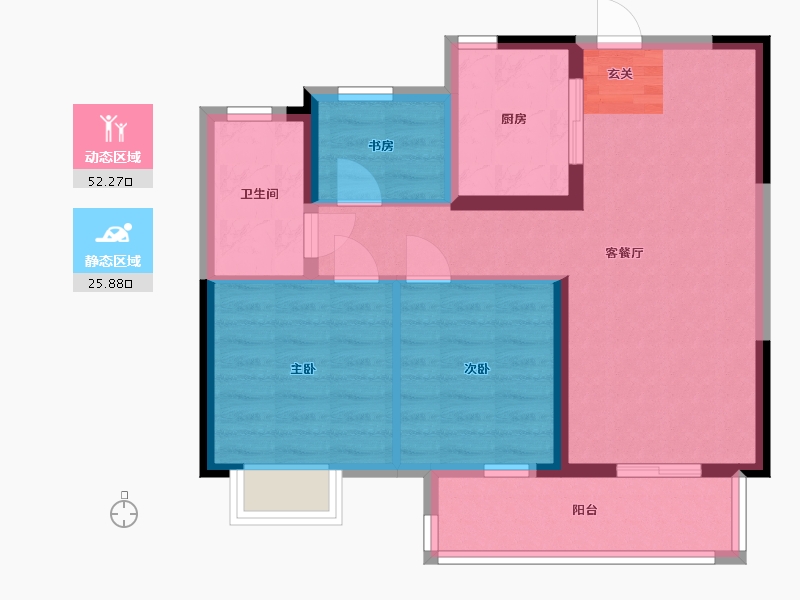 浙江省-宁波市-祥源漫城-69.38-户型库-动静分区