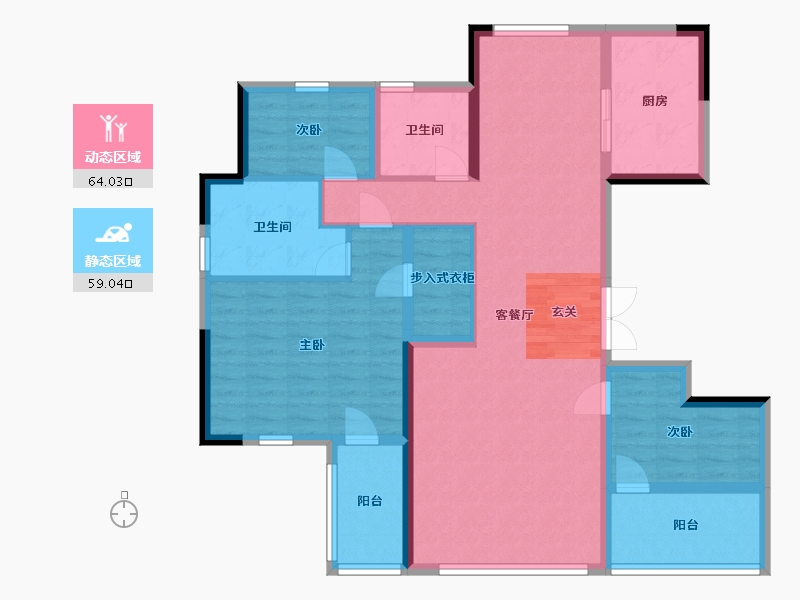 浙江省-宁波市-美的・美颐园-110.01-户型库-动静分区