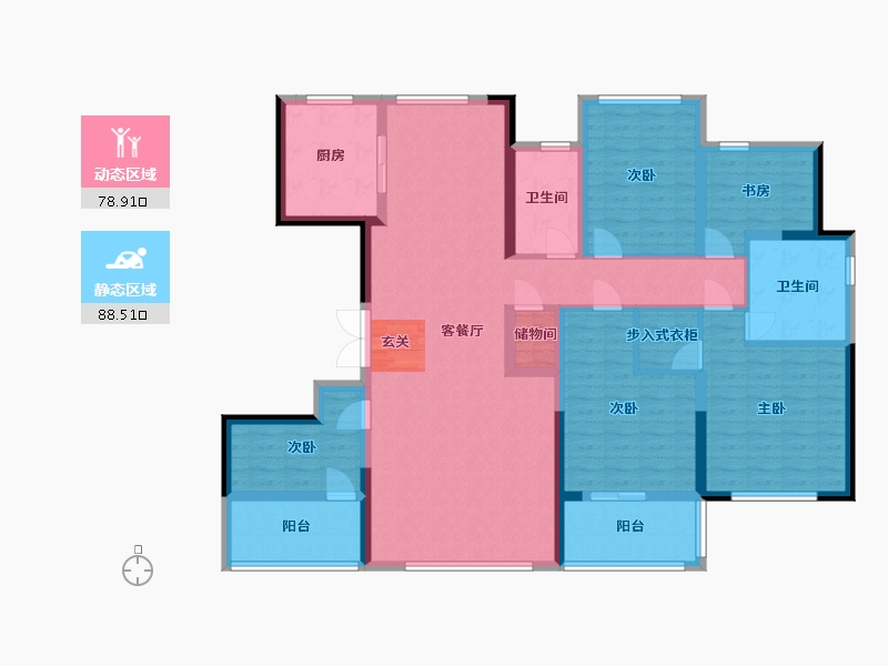 浙江省-宁波市-美的・美颐园-150.00-户型库-动静分区