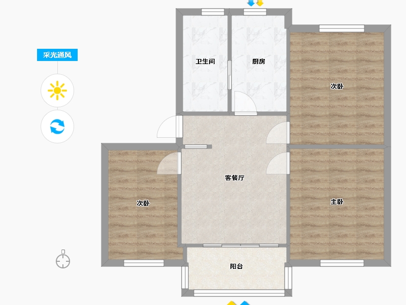 上海-上海市-恒大华城东林苑-71.48-户型库-采光通风