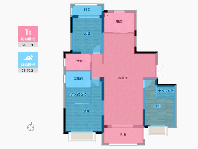 江苏省-扬州市-凤凰水岸花苑-105.58-户型库-动静分区