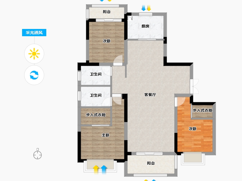 江苏省-扬州市-凤凰水岸花苑-105.58-户型库-采光通风