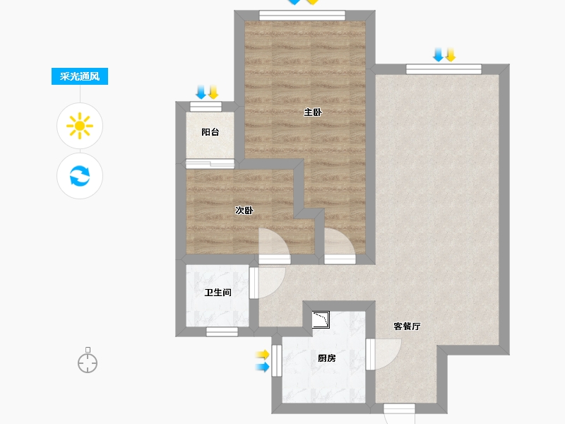 山东省-烟台市-海信天山郡-56.20-户型库-采光通风