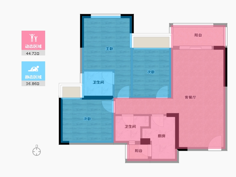 四川省-成都市-炎华置信花千集-71.94-户型库-动静分区