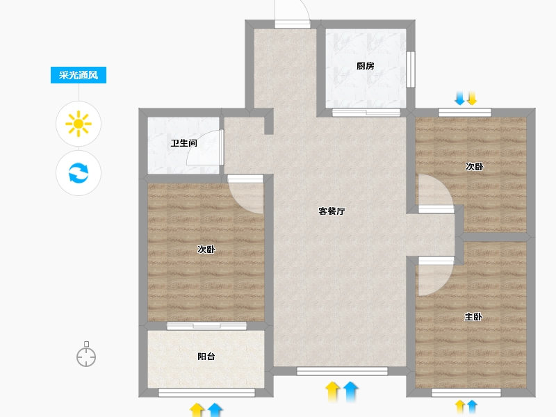 山东省-泰安市-星美城市广场-88.08-户型库-采光通风