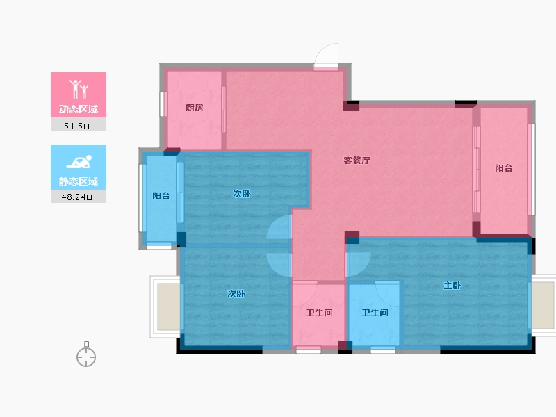 福建省-宁德市-金谷国宝壹号-90.68-户型库-动静分区