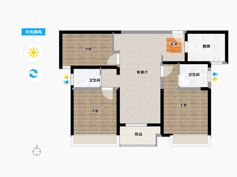 河南省-安阳市-滑县建业壹号城邦-100.00-户型库-采光通风