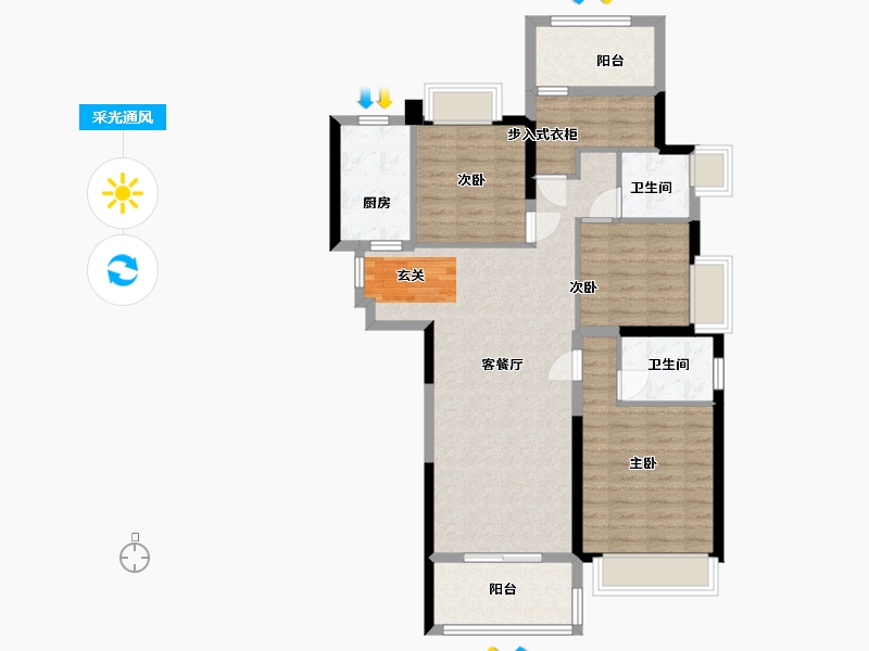 湖南省-长沙市-南益名士豪庭-94.15-户型库-采光通风