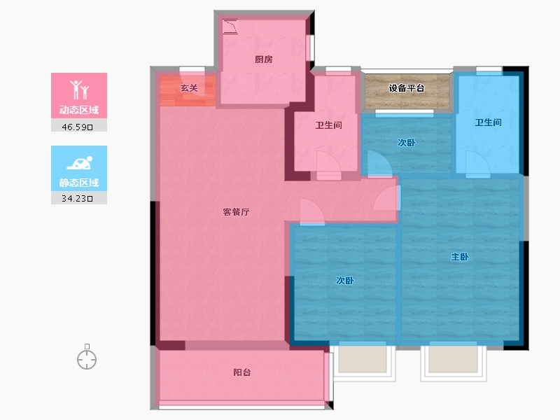 贵州省-黔东南苗族侗族自治州-阳光城檀境-73.34-户型库-动静分区