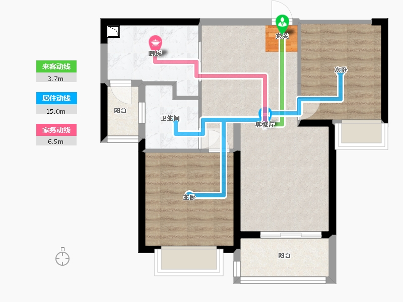 福建省-福州市-福清恒大御景半岛-66.40-户型库-动静线