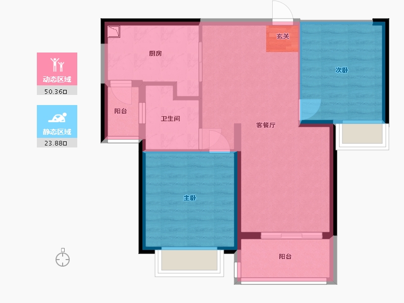 福建省-福州市-福清恒大御景半岛-66.40-户型库-动静分区