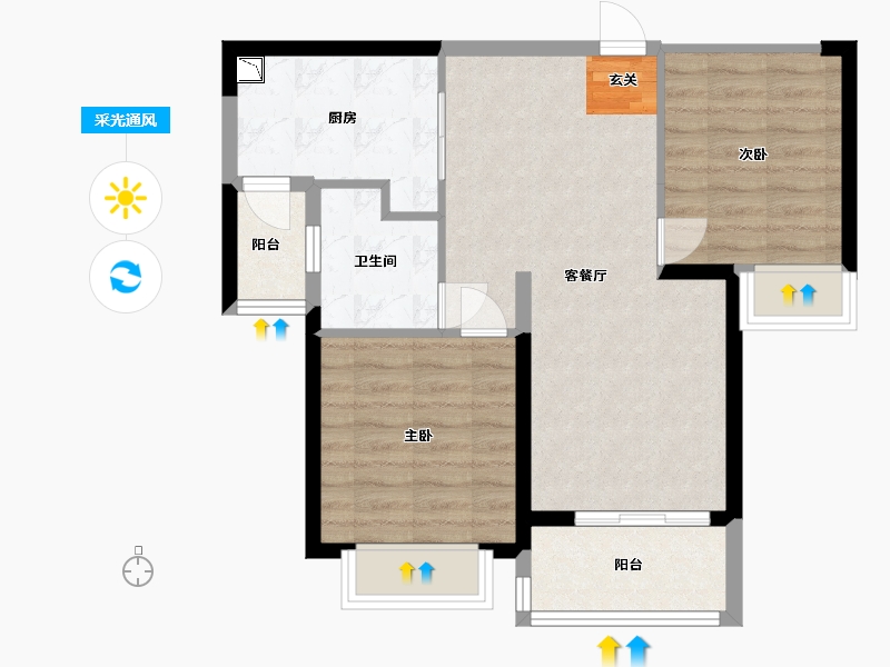 福建省-福州市-福清恒大御景半岛-66.40-户型库-采光通风