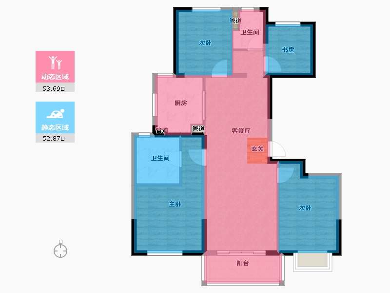 江苏省-南京市-银城旭辉云�_天境-96.00-户型库-动静分区