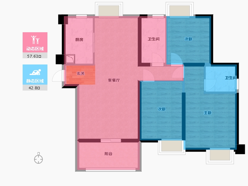 福建省-福州市-琅岐山语城-89.37-户型库-动静分区