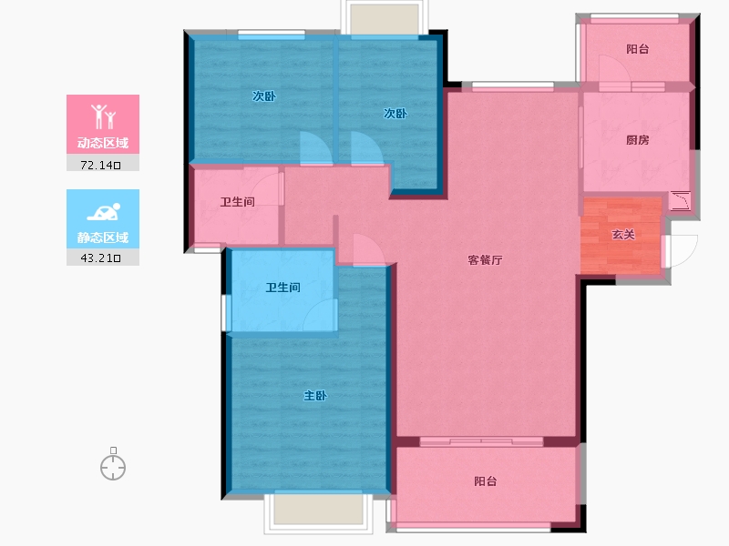 福建省-福州市-龙岩恒大绿洲-103.83-户型库-动静分区