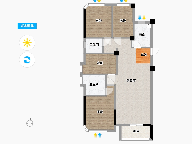 福建省-福州市-武夷澜庭-89.35-户型库-采光通风