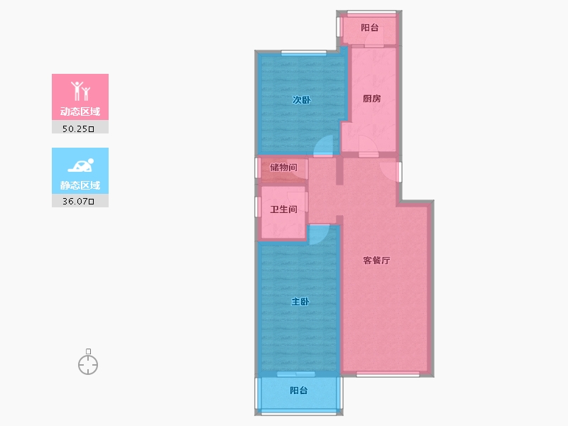 北京-北京市-龙跃苑二区-76.33-户型库-动静分区