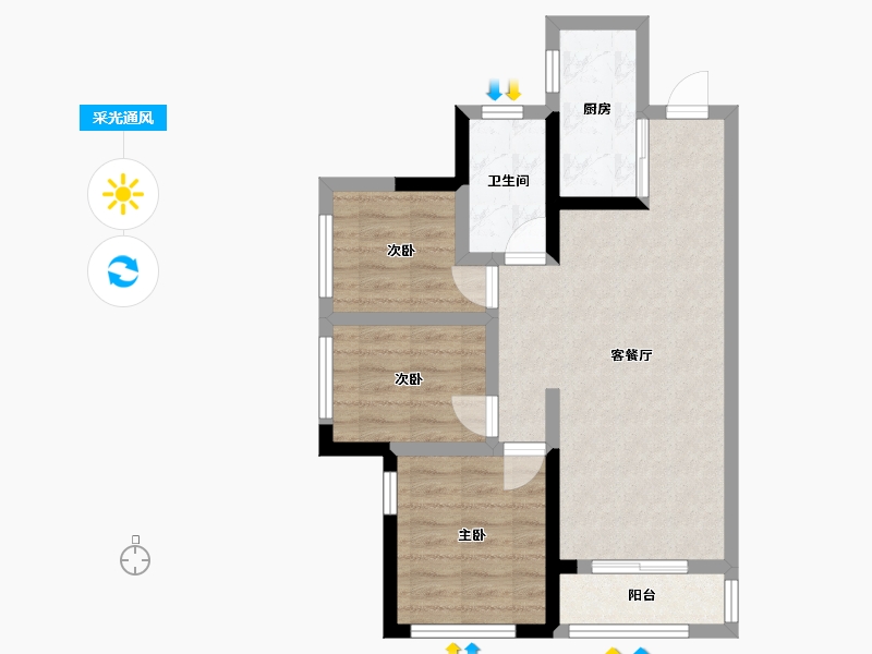 广东省-佛山市-金地意境天成-61.70-户型库-采光通风