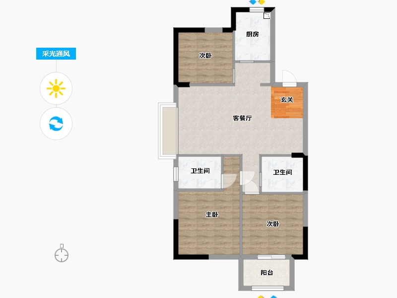 福建省-福州市-宏发御榕府-77.85-户型库-采光通风