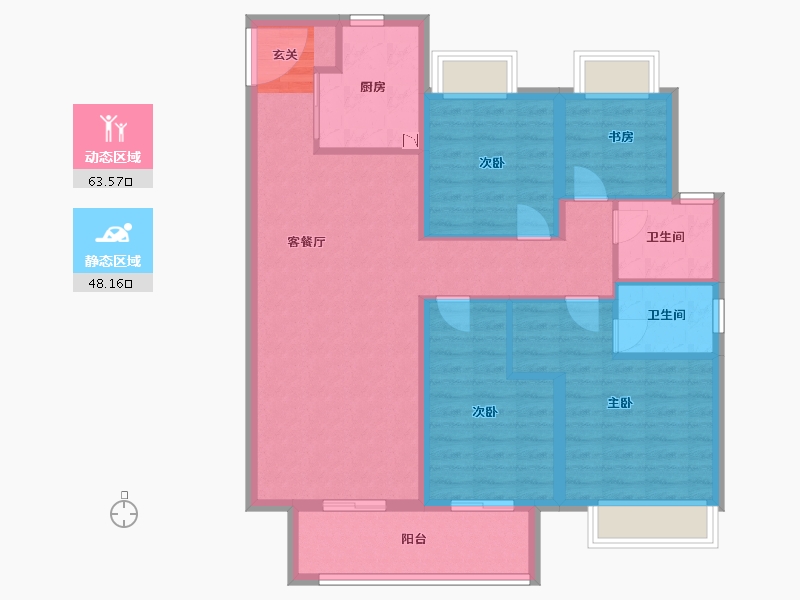 山东省-烟台市-中骏东原・�Z阅-100.18-户型库-动静分区