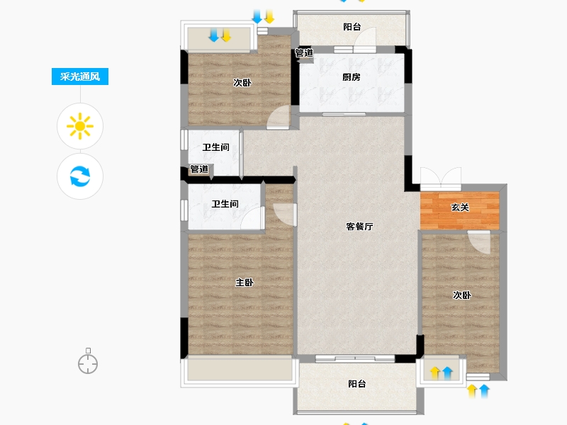 江苏省-南京市-碧桂园・泊云间-100.00-户型库-采光通风