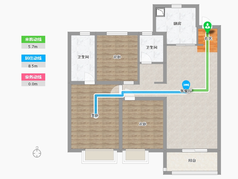 江苏省-南京市-金地・风华国际-100.58-户型库-动静线