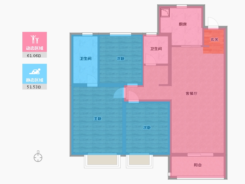 江苏省-南京市-金地・风华国际-100.58-户型库-动静分区