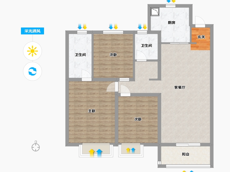 江苏省-南京市-金地・风华国际-100.58-户型库-采光通风