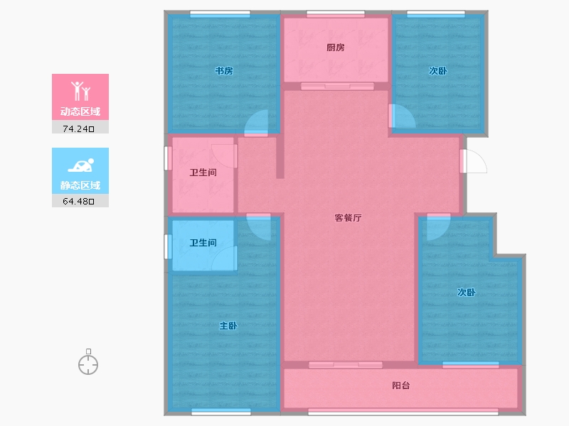 山东省-聊城市-东润明珠嘉苑-124.31-户型库-动静分区