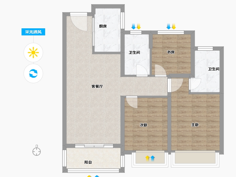 浙江省-杭州市-光合映-78.40-户型库-采光通风