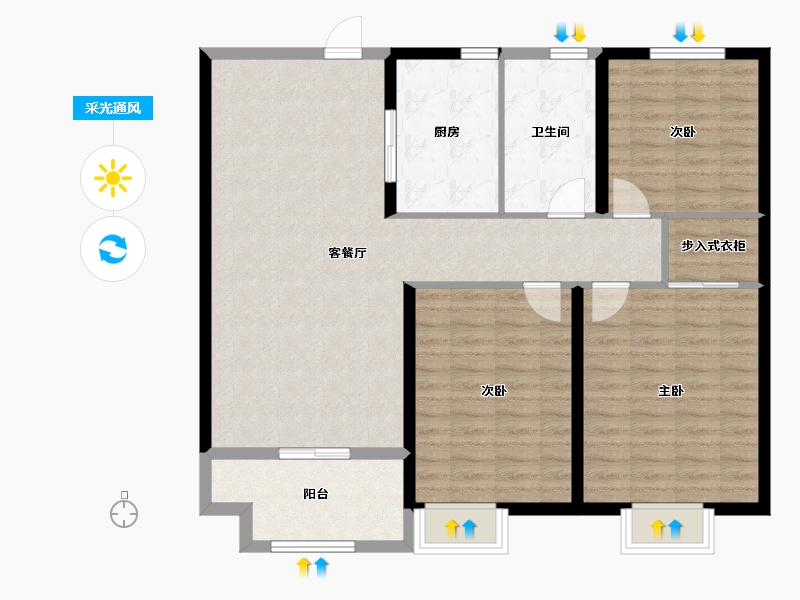 江苏省-盐城市-中昂玥府-107.00-户型库-采光通风