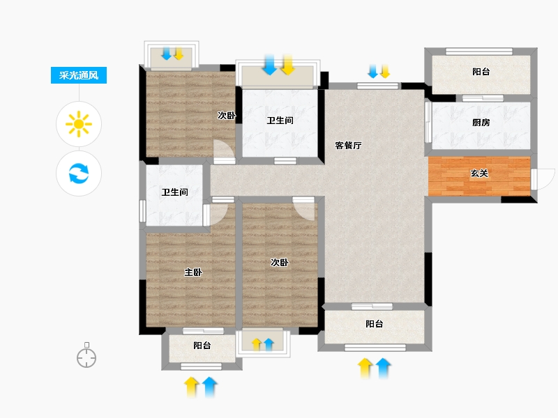 四川省-成都市-成金金语湾-107.25-户型库-采光通风