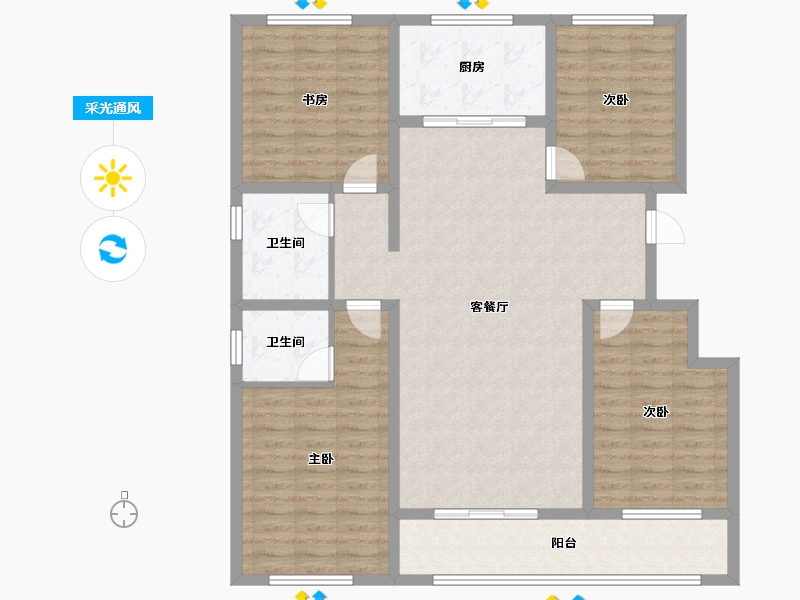 山东省-聊城市-东润明珠嘉苑-124.31-户型库-采光通风