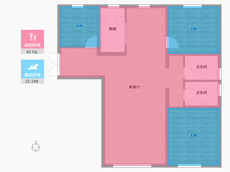 新疆维吾尔自治区-乌鲁木齐市-和兴帝景-87.44-户型库-动静分区