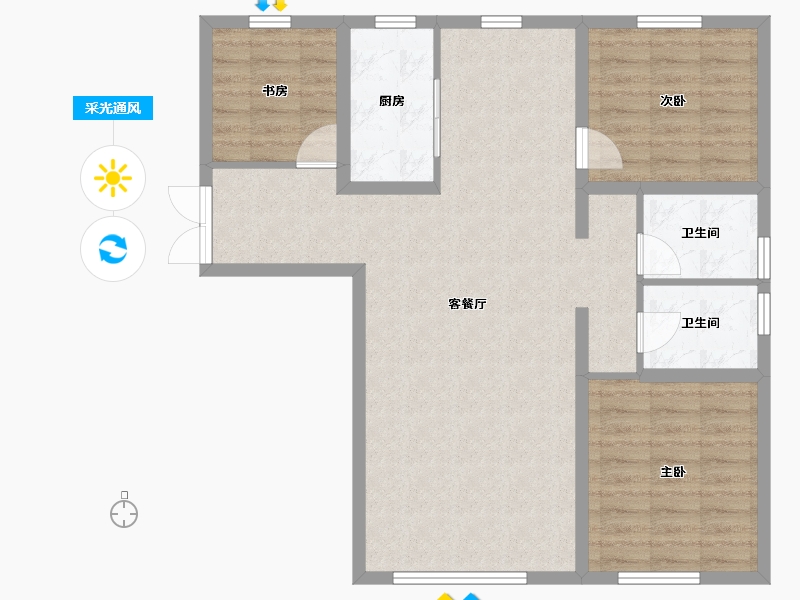 新疆维吾尔自治区-乌鲁木齐市-和兴帝景-87.44-户型库-采光通风