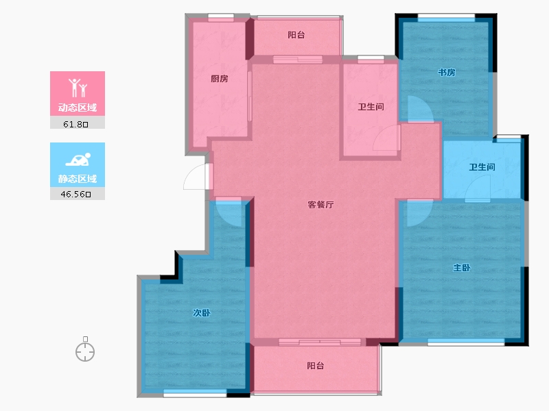 河南省-三门峡市-中航星城胡桃里-98.00-户型库-动静分区