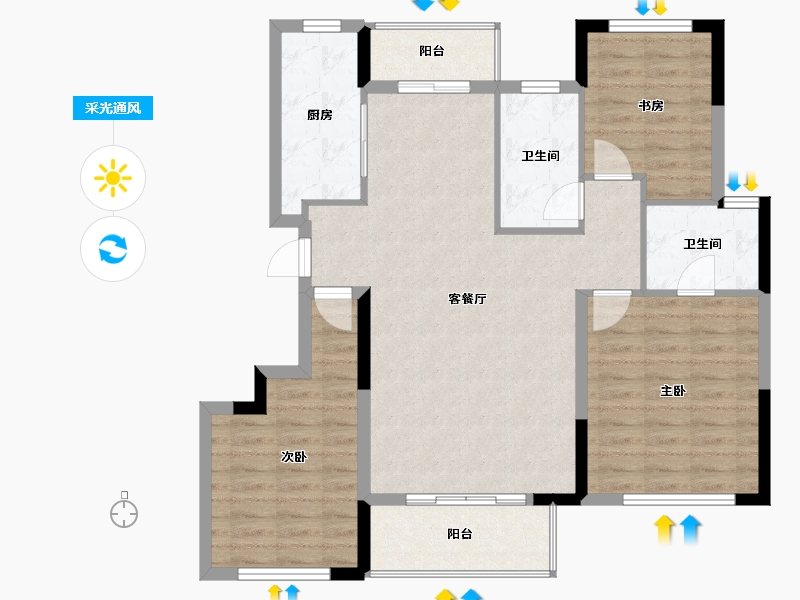 河南省-三门峡市-中航星城胡桃里-98.00-户型库-采光通风