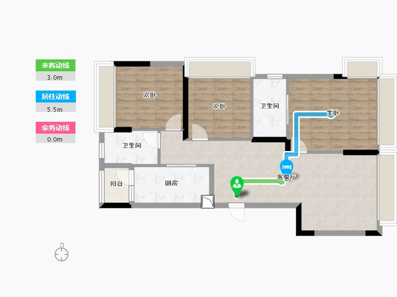 四川省-成都市-九龙仓时代小镇1号府邸-86.28-户型库-动静线