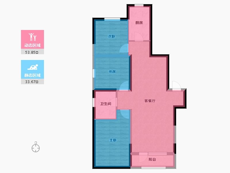 辽宁省-沈阳市-金沙巴黎花园-77.73-户型库-动静分区