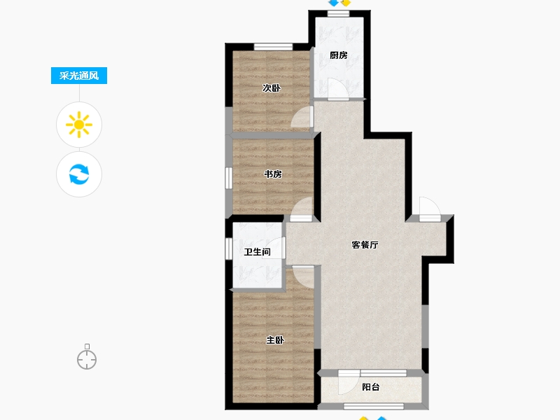 辽宁省-沈阳市-金沙巴黎花园-77.73-户型库-采光通风