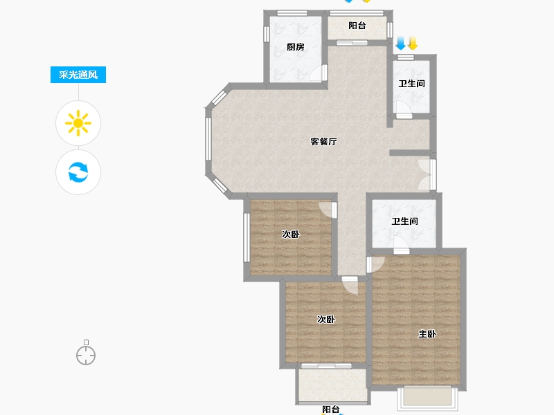 河南省-郑州市-隆府新城-113.00-户型库-采光通风