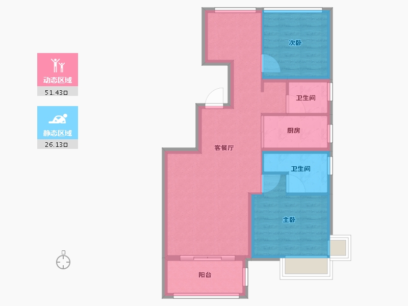 浙江省-嘉兴市-当代和山悦MOMA-69.00-户型库-动静分区